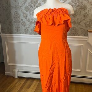 Strapless orange midi